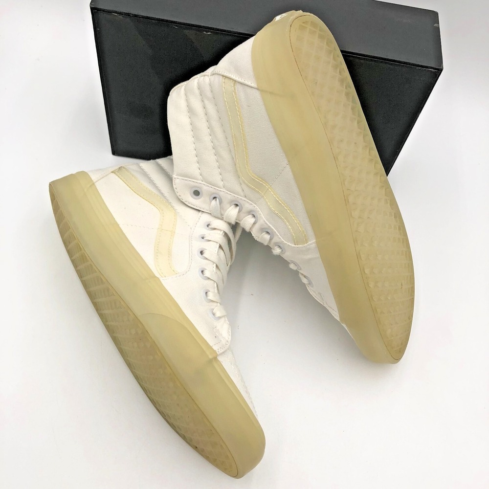 Vans SK8-Hi Canvas White + Clear Sole w9.5/m8
